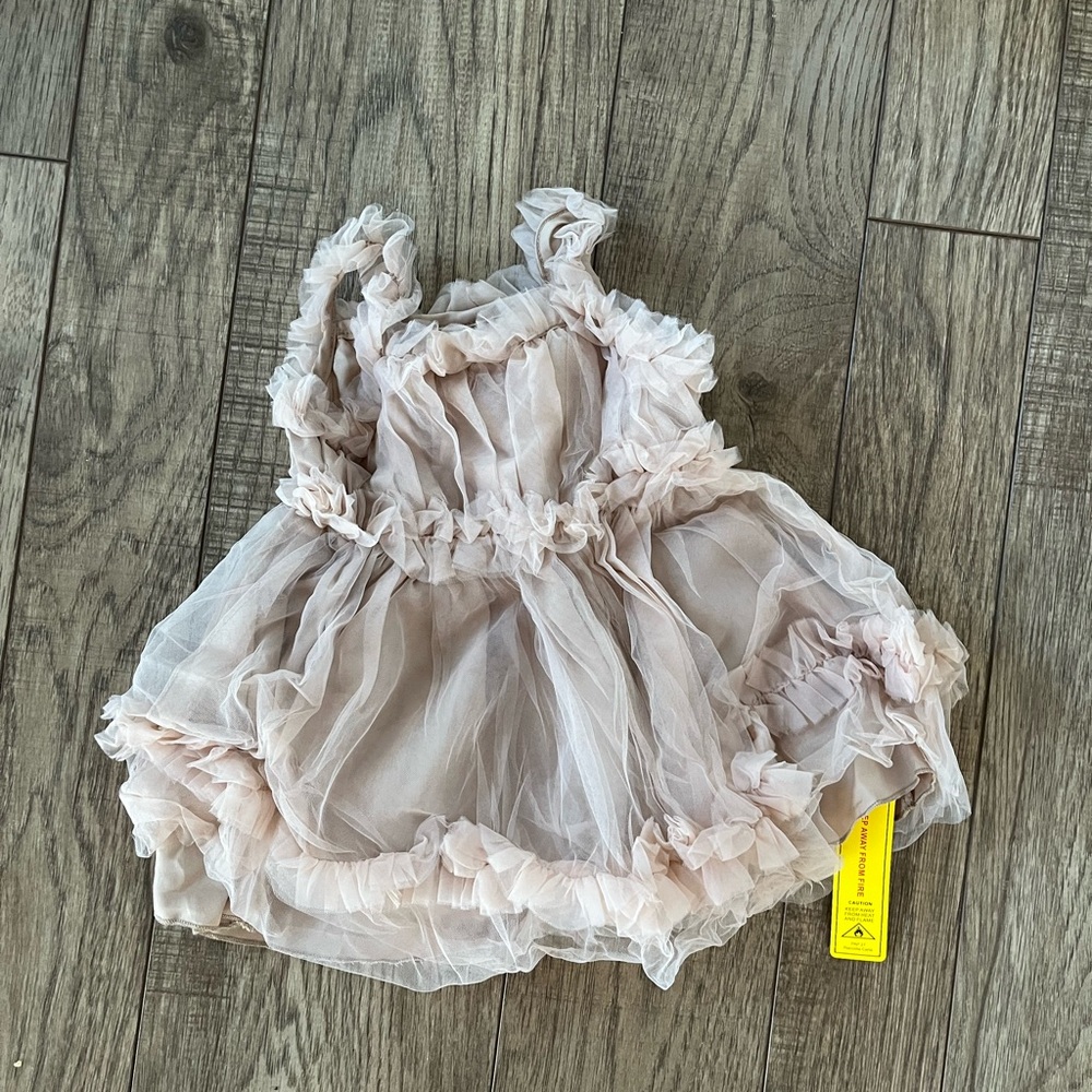 Elegant Kids Ruffled Dress - Cream